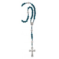 Blue Wood Cord Mirac Rosary -