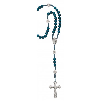 Blue Wood Cord Mirac Rosary - 735365523603 - P263C