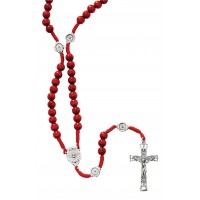 Red Wood Cord H.s. Rosary