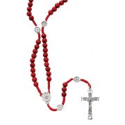 Red Wood Cord H.s. Rosary