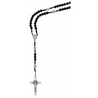 Black Wood Cord St. Ben Rosary -