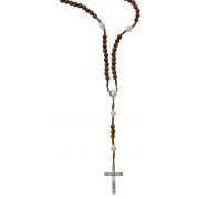 Brown Wood Cord Pio Rosary -
