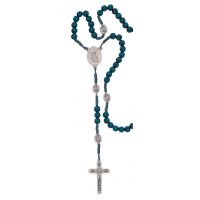 Blue Wood Cord St. Michael Rosary