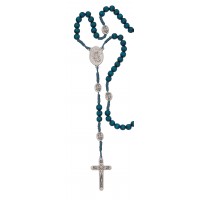 Blue Wood Cord Michael Rosary