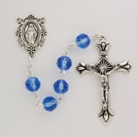 8mm Sapphire Glass Rosary -
