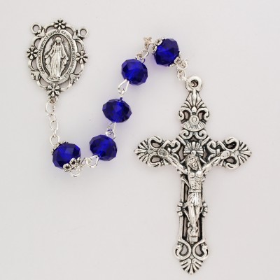 8mm Sun-cut Blue Rosary - 735365529995 - P362X