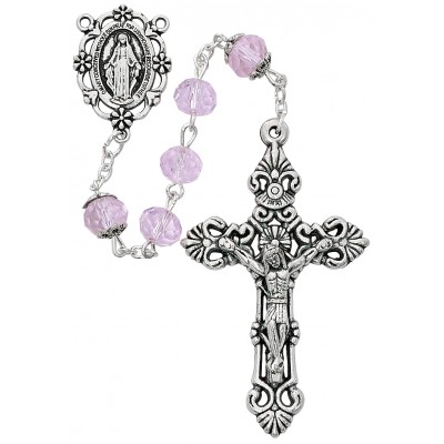 8mm Sun-cut Pink Rosary - 735365493500 - P364F