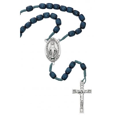 Large Blue Wood Mirac Rosary - 735365530540 - P367R