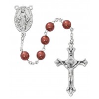 Dark Rose Pearl Rosary, Boxed