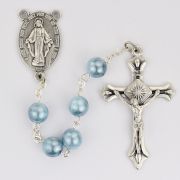 Blue Swirl Rosary, Carded