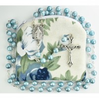 Blue Swirl Rosary W/pouch