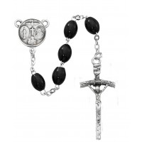 Black Oval Wood Rosary