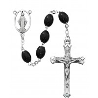Black Oval Wood Rosary