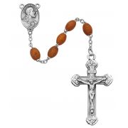 Light Brown Oval Wood Rosary