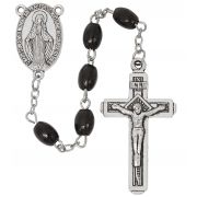 Black Wood Rosary With Silver