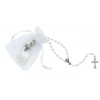 White Bag,rosary And Pin Set