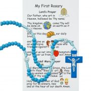 Kid's Blue Wood Rosary Carded