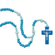 Kid's Blue Wood Rosary Boxed