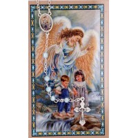 Blue Rosary & Prayer Card