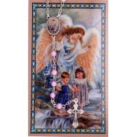 Pink Rosary & Prayer Card