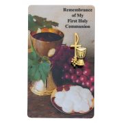 Gold Plated Pewter Communion Pin w/Holy Card