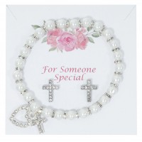 White Pearl Brac & Earring Set