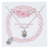 Pink Cat's Eye Angel Brac &pen