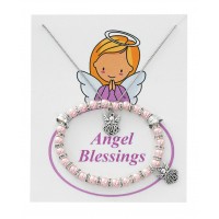 Pink Pearl Bracelet & Angel Pn