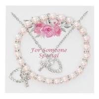 Pink Pearl Brac & Crystal Pendant