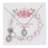 Pink Flower Brac & Mi Pendant