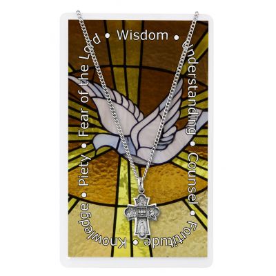 Pewter 4 Way Cross Prayer Card Set w/18 inch Nickel Chain 735365496303 - PSD1810