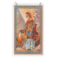 Saint Florian Medal, Prayer Card Set w/24 inch Silver Tone Chain 2Pk