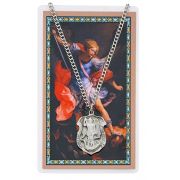 Saint Michael Metal, Prayer Card Set w/24 inch Silver Tone Chain 2Pk