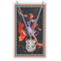 Saint Michael Metal, Prayer Card Set w/24 inch Silver Tone Chain 2Pk