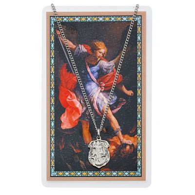 Saint Michael Medal, Prayer Card Set w/18 inch Chain 735365545322 - PSD425