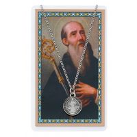 Saint Benedict Pewter Medal/24in. Chain/Prayer Card Set