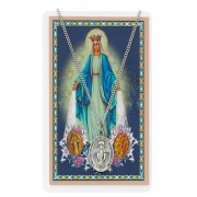 Miraculous Pewter Medal/ 18inch Chain/Prayer Card Set
