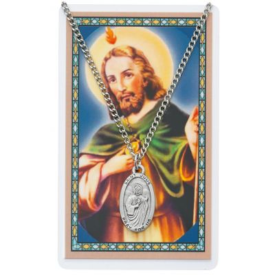 Saint Jude Medal, Prayer Card Set w/24 inch Chain 735365046980 - PSD550JU