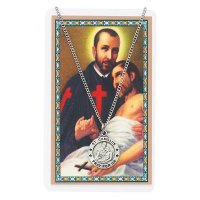 Saint Camillus De Lellis Medal, Prayer Card Set 735365737710 - PSD600CM