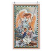 Guardian Angel Pewter Medal/24" Chain/Prayer Card Set