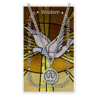 Holy Spirit Prayer Card Set Pewter Metal Silvertone Chain Cord