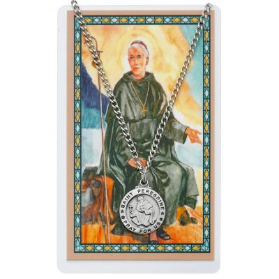 Saint Peregrine Medal, Prayer Card Set w/24 inch Chain 735365496594 - PSD600PE