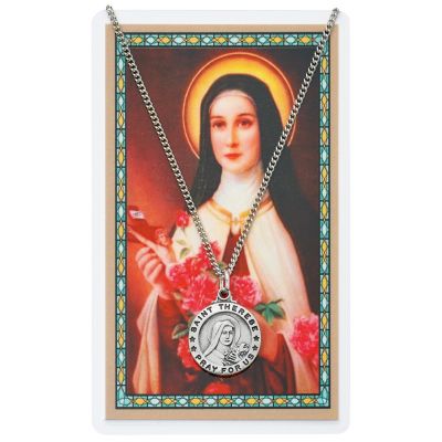 Saint Therese Medal, Prayer Card Set 735365496624 - PSD600TF