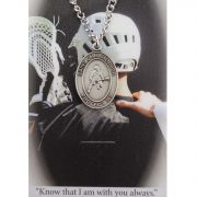 Boys Lacrosse Prayer Card Set Pewter Metal Silvertone Chain Cord 2Pk