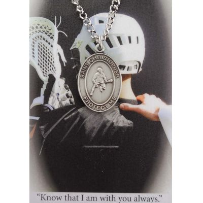 Boys Lacrosse Prayer Card Set Pewter Metal Silvertone Chain Cord 2Pk - 735365308750 - PSD675LC