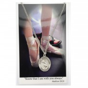 Girls Dance Prayer Card With Pewter Medal With 18" Chain