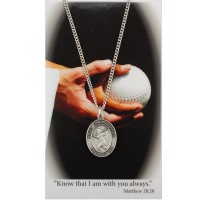Girls Softball Catholic Prayer Card Set Pewter Metal Silvertone Chain Cord