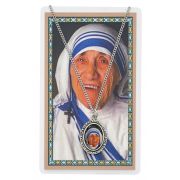 Saint Teresa OF Calcutta Pendant / Pray/18" Silvertone Chain 2Pk