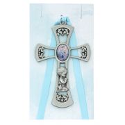3-3/4 inch Guardian Angel Boy Blue Cross/Ribbon