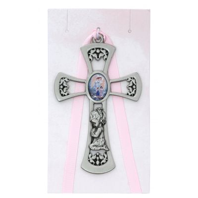 3-3/4 inch Guardian Angel Girl Pink Cross/Ribbon 735365596645 - PW10-P